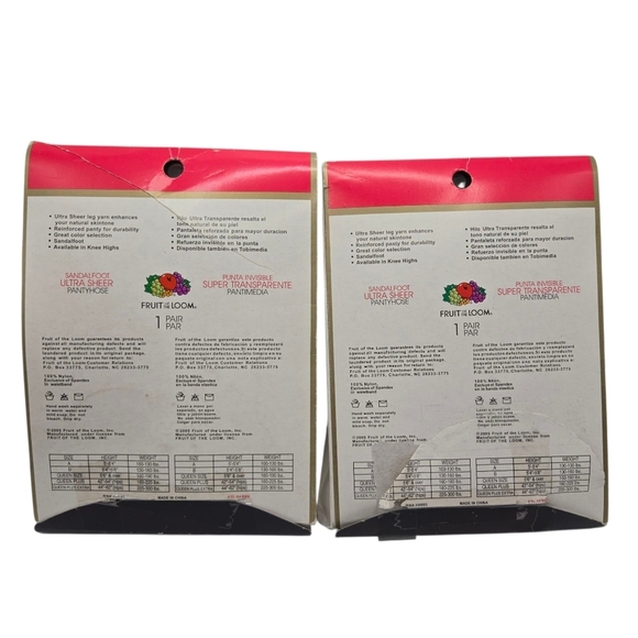 Vintage Fruit Of The Loom Ultra Sheer Off Black Pantyhose Size B M/L 2 Pairs - Picture 2 of 6